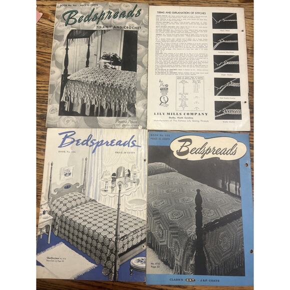 Lot of 4 Vintage Antique CROCHET Knitting PATTERN BOOKS Bedspreads - Picture 6 of 6